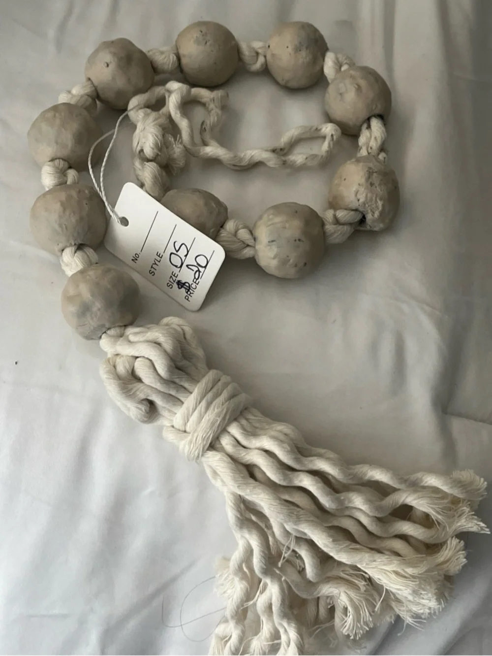 Neutral Cotton Bead Tassel Wall Hanging - Decorative Home Accent